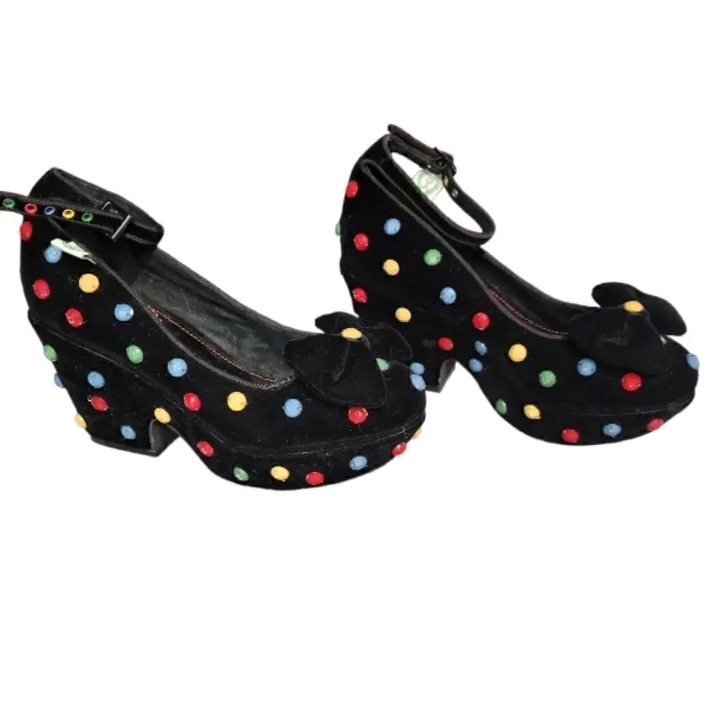 Vintage velvet polka dot with bow platform